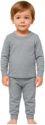MIKONIKO Top - Pyjama Set For Boys & Girls(Grey, Pack of 1)