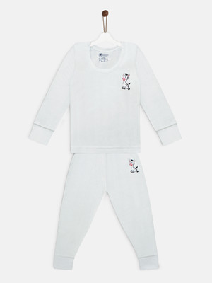 YK Basics Top - Pyjama Set For Boys & Girls(White, Pack of 1)