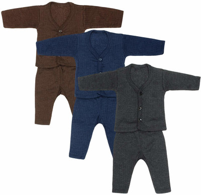 Jinie Top - Pyjama Set For Baby Boys & Baby Girls(Brown, Pack of 3)