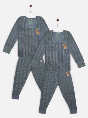 YK Basics Top - Pyjama Set For Boys & Girls(Grey, Pack of 2)