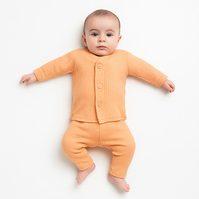 MiniFab Top - Pyjama Set For Baby Boys & Baby Girls(Orange, Pack of 1)