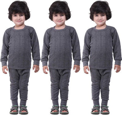 LUX INFERNO Top - Pyjama Set For Boys & Girls(Grey, Pack of 6)