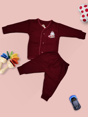 LUX INFERNO Top - Pyjama Set For Baby Boys & Baby Girls(Maroon, Pack of 1)