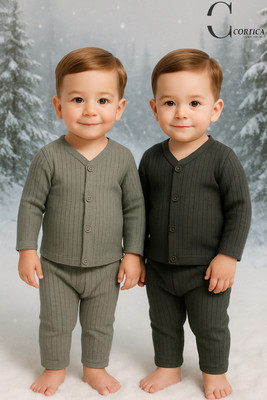 cortica Top - Pyjama Set For Baby Boys & Baby Girls(Grey, Pack of 2)