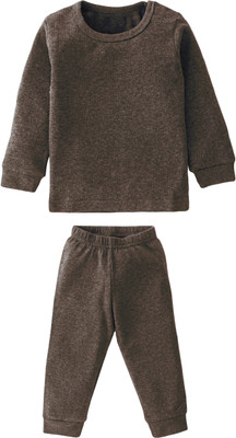 Kidzkloset Top - Pyjama Set For Baby Boys & Baby Girls(Brown, Pack of 1)