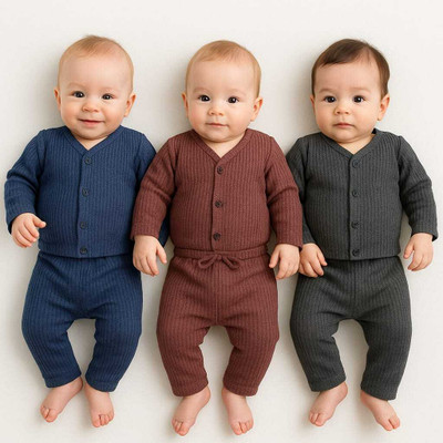 SHINING4 Top For Baby Boys & Baby Girls(Multicolor, Pack of 3)