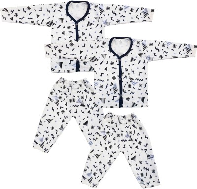 KIDEEZGUILD... Top - Pyjama Set For Baby Boys & Baby Girls(White, Pack of 2)