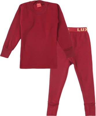 LUX COTT'S WOOL Top - Pyjama Set For Boys & Girls(Maroon, Pack of 1)