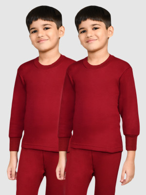 LUX COTT'S WOOL Top For Boys(Maroon, Pack of 2)