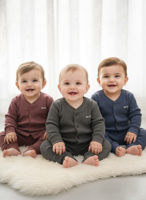 WoolSoft Top - Pyjama Set For Baby Boys & Baby Girls(Multicolor, Pack of 3)