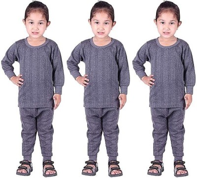 Mehak fashion Top - Pyjama Set For Baby Boys & Baby Girls(Grey, Pack of 3)