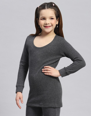 MONTE CARLO Top For Boys & Girls(Grey, Pack of 1)
