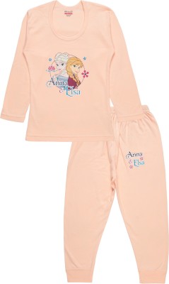 BodyCare Baby Girls Casual Top Pyjama(Peach)