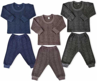 Guruji plus Top - Pyjama Set For Baby Boys & Baby Girls(Blue, Pack of 3)