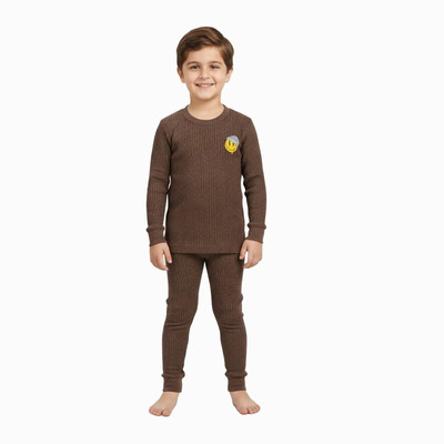 LM COLLECTION Top - Pyjama Set For Boys & Girls(Brown, Pack of 1)