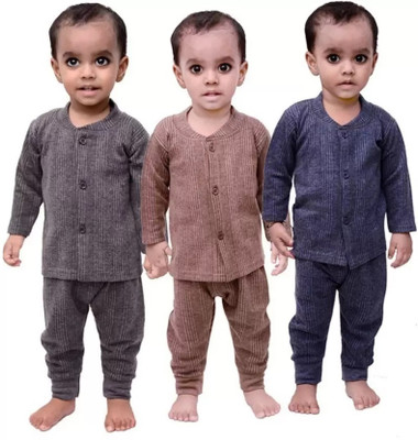 vidyanjali Top - Pyjama Set For Baby Boys & Baby Girls(Black, Pack of 3)
