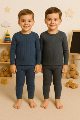 Paryag Top - Pyjama Set For Baby Boys(Grey, Pack of 2)