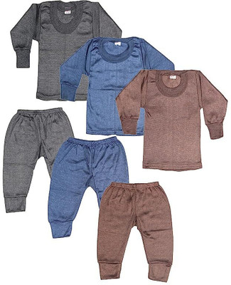 MUSTOVY Top - Pyjama Set For Boys & Girls(Multicolor, Pack of 3)