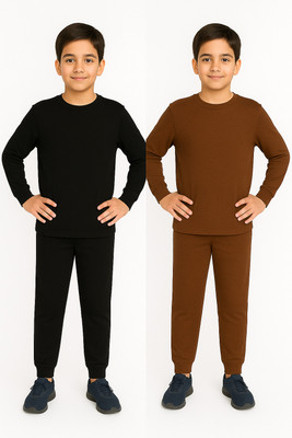 FAIQA Top - Pyjama Set For Boys & Girls(Black, Pack of 2)