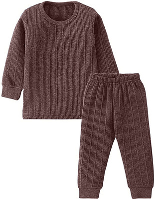 Cup's-In Top - Pyjama Set For Baby Boys & Baby Girls(Brown, Pack of 1)