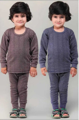 WEARSKY Top - Pyjama Set For Boys & Girls(Grey, Pack of 2)