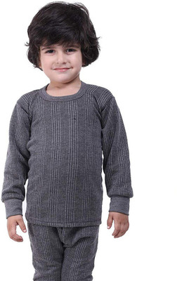 LUX INFERNO Top For Boys & Girls(Grey, Pack of 1)