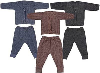 FASHIONIO Top - Pyjama Set For Baby Boys & Baby Girls(Grey, Pack of 3)