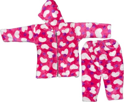 SVM FASHION Baby Boys & Baby Girls Party(Festive) Jacket Pyjama(PINK)