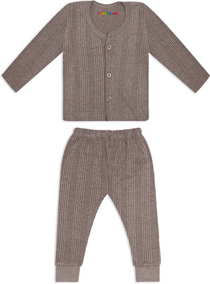 Billion Top - Pyjama Set For Baby Boys & Baby Girls(Brown, Pack of 1)