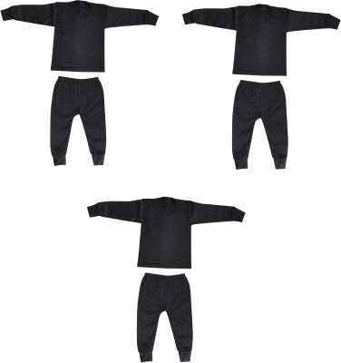 MONAL Top - Pyjama Set For Boys & Girls(Black, Pack of 3)
