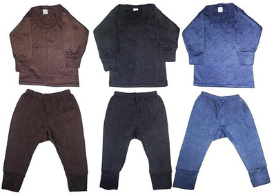 CROTUS Top - Pyjama Set For Baby Boys & Baby Girls(Multicolor, Pack of 3)