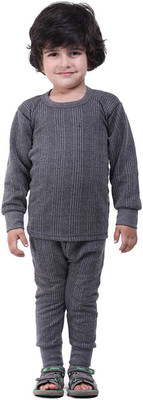 LUX INFERNO Top - Pyjama Set For Boys & Girls(Grey, Pack of 2)
