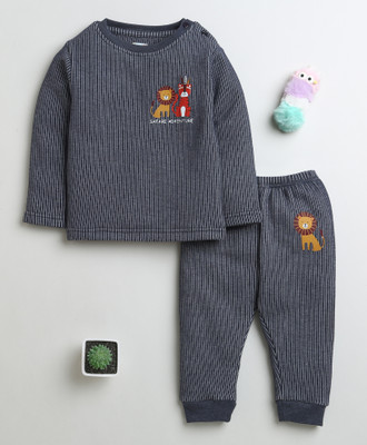 BUMZEE Top - Pyjama Set For Boys(Grey, Pack of 2)