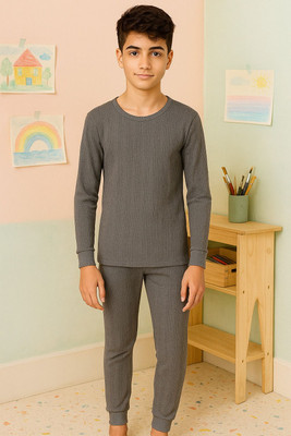 Creadcraft Top - Pyjama Set For Boys(Grey, Pack of 1)