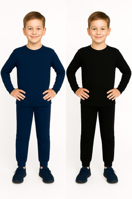 IndWear Top - Pyjama Set For Boys & Girls(Black, Pack of 2)