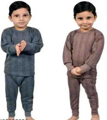 RKA TRENDZZ Top - Pyjama Set For Boys & Girls(Grey, Pack of 2)