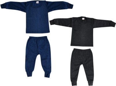 MONAL Top - Pyjama Set For Boys & Girls(Black, Pack of 2)