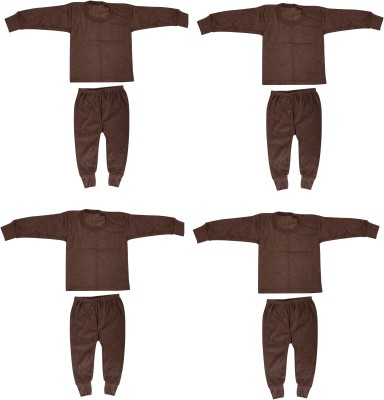 MONAL Top - Pyjama Set For Baby Boys & Baby Girls(Brown, Pack of 4)