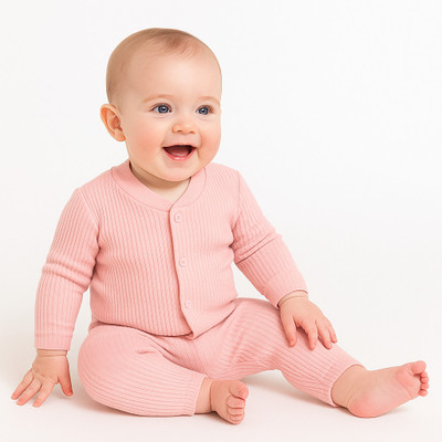 MiniFab Top - Pyjama Set For Baby Boys & Baby Girls(Pink, Pack of 1)