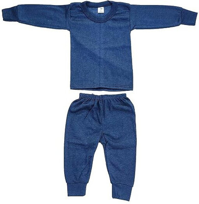 French Kleider Top - Pyjama Set For Baby Boys & Baby Girls(Blue, Pack of 1)