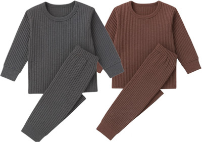 Chiclift Top - Pyjama Set For Boys & Girls(Grey, Pack of 2)