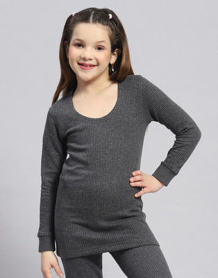 MONTE CARLO Top For Boys & Girls(Grey, Pack of 1)