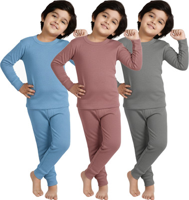 Blankino Top - Pyjama Set For Boys & Girls(Multicolor, Pack of 3)