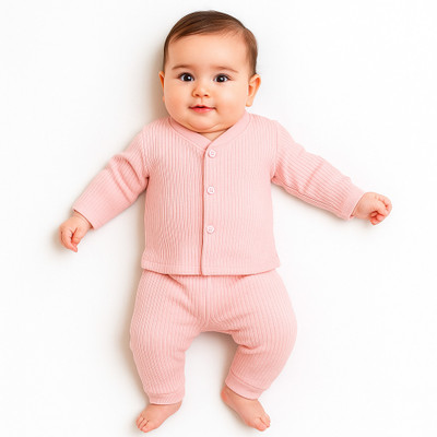 MiniFab Top - Pyjama Set For Baby Boys & Baby Girls(Pink, Pack of 1)