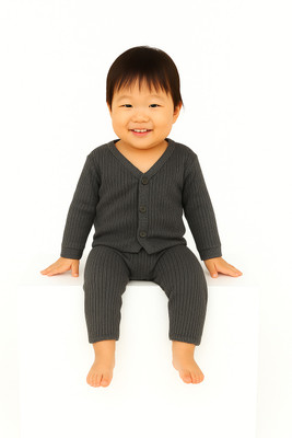 Kronado Top - Pyjama Set For Baby Boys & Baby Girls(Grey, Pack of 1)