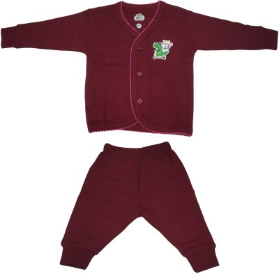 LUX INFERNO Top - Pyjama Set For Baby Boys & Baby Girls(Maroon, Pack of 1)