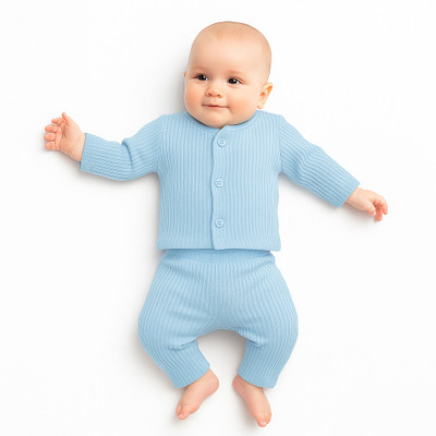 MiniFab Top - Pyjama Set For Baby Boys & Baby Girls(Light Blue, Pack of 1)