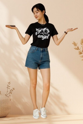 ClassyApparel Girls Casual Cotton Blend Crop Top(Black, Orange, Pack of 1)