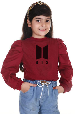 Zarmin Girls Casual Cotton Blend Top(Maroon, Pack of 1)