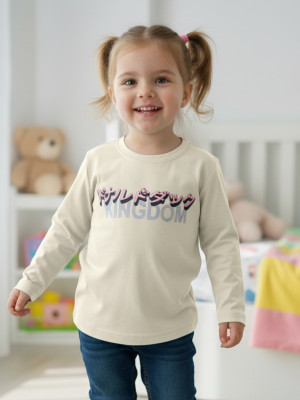 Pink Castle Girls Casual Lycra Blend Full Sleeve Top(White, Pack of 1)